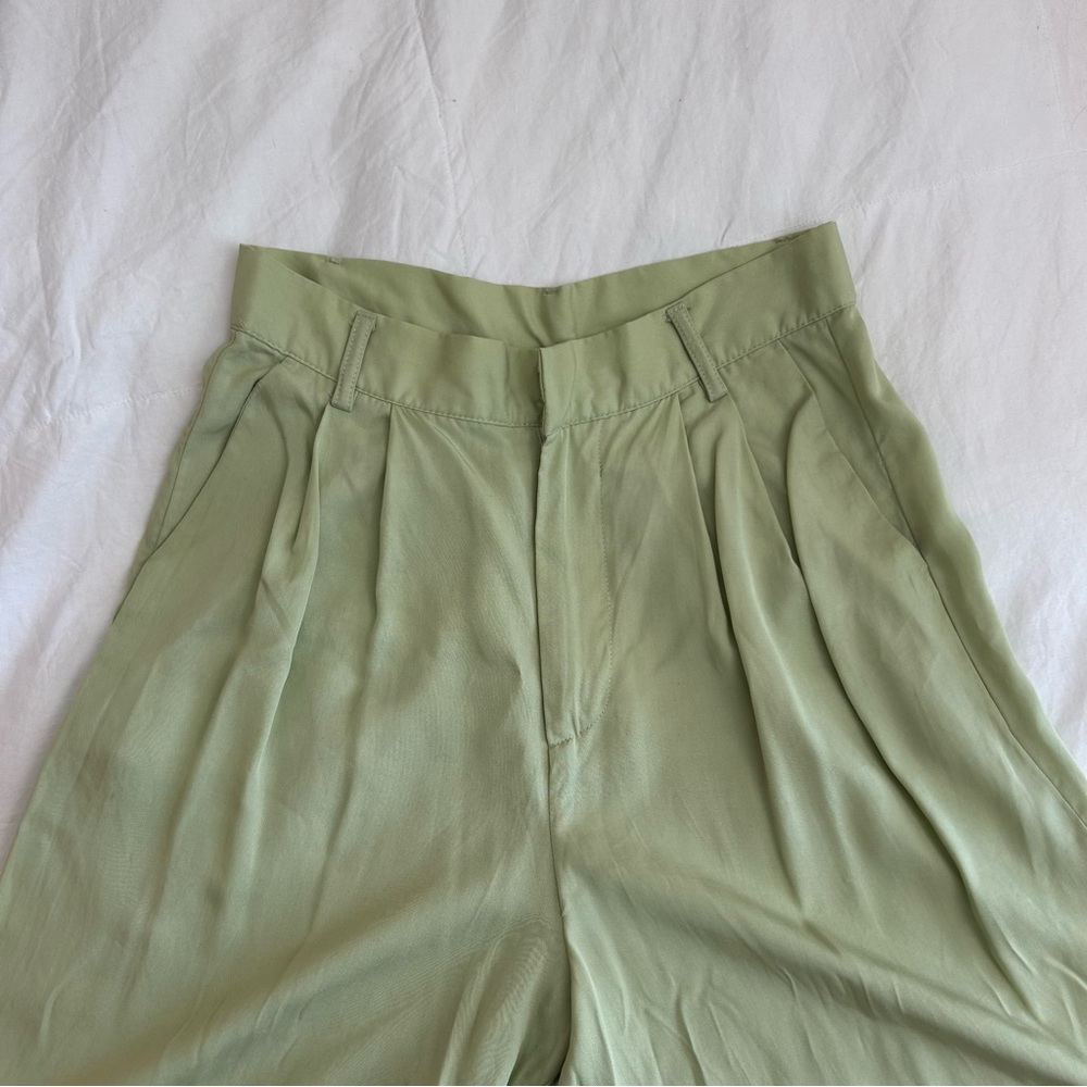 Light Green Pleated Trousers